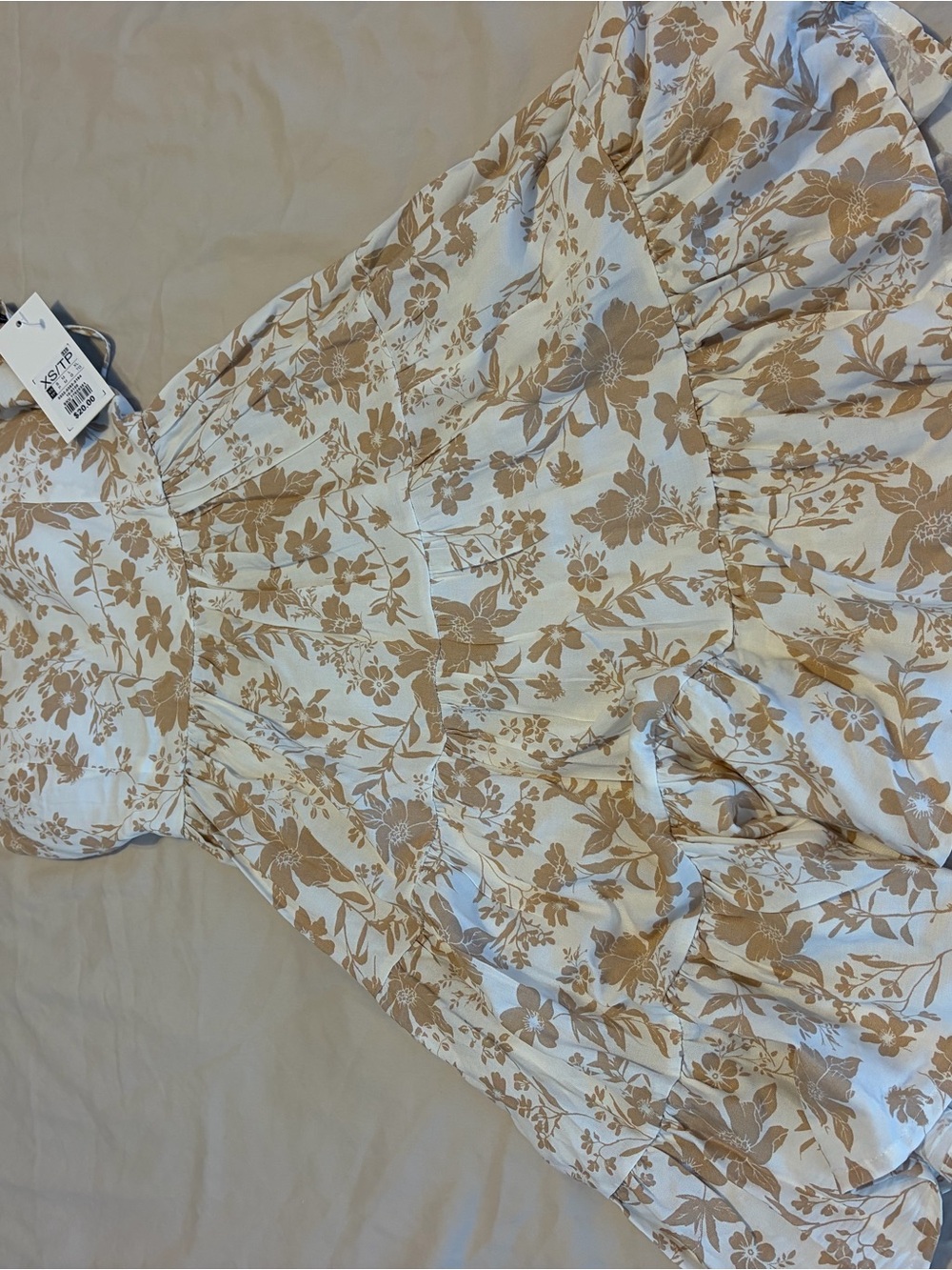 Streetwear Society White and Tan Floral Mini Dress